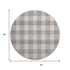8' Taupe And Ivory Plaid Washable Round Rug With UV Protection