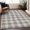 9' X 12' Taupe And Ivory Plaid Washable Area Rug With UV Protection