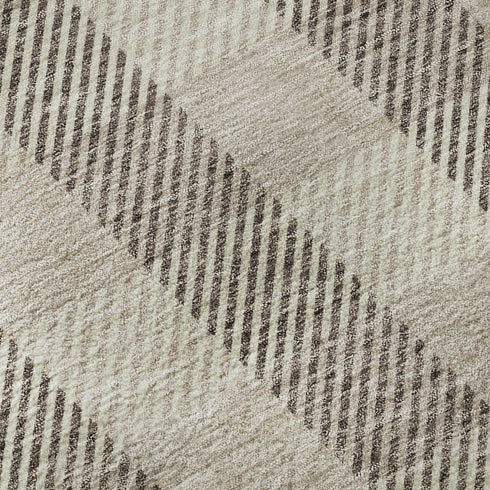8' X 10' Beige And Ivory Plaid Washable Area Rug With UV Protection