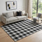 5' X 8' Black And Ivory Plaid Washable Area Rug With UV Protection