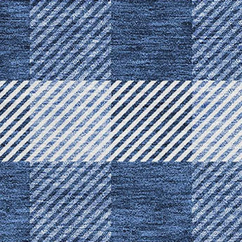 8' X 10' Navy Blue And Ivory Plaid Washable Area Rug With UV Protection