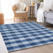 9' X 12' Navy Blue And Ivory Plaid Washable Area Rug With UV Protection