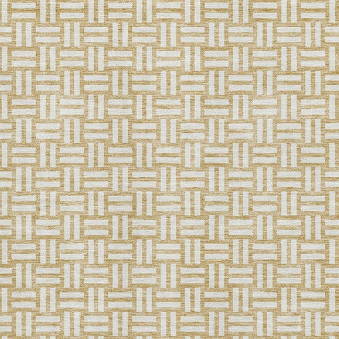 5' X 8' Gold And Ivory Abstract Geometric Washable Area Rug With UV Protection