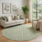 8' Green And Ivory Abstract Geometric Washable Round Rug With UV Protection