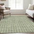8' X 10' Green And Ivory Abstract Geometric Washable Area Rug With UV Protection