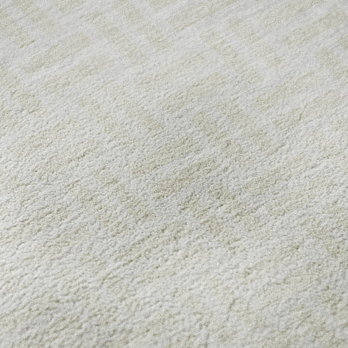 5' X 8' Ivory And Beige Abstract Geometric Washable Area Rug With UV Protection