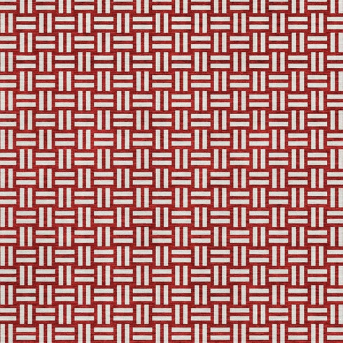 8' X 10' Red And Ivory Abstract Geometric Washable Area Rug With UV Protection