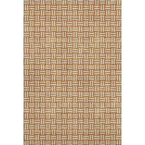 5' X 8' Terra Cotta And Beige Abstract Geometric Washable Area Rug With UV Protection