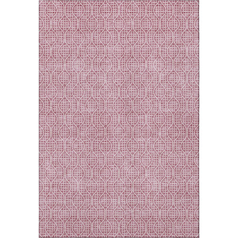 5' X 8' Blush And Ivory Geometric Washable Area Rug With UV Protection