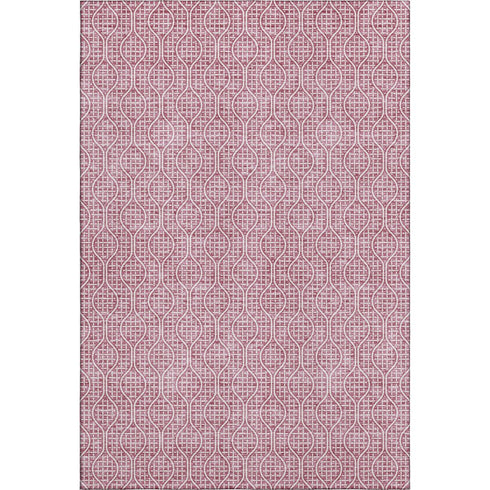 8' X 10' Blush And Ivory Geometric Washable Area Rug With UV Protection
