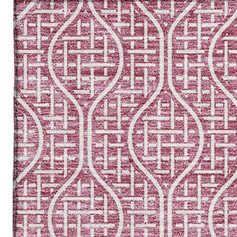 8' X 10' Blush And Ivory Geometric Washable Area Rug With UV Protection