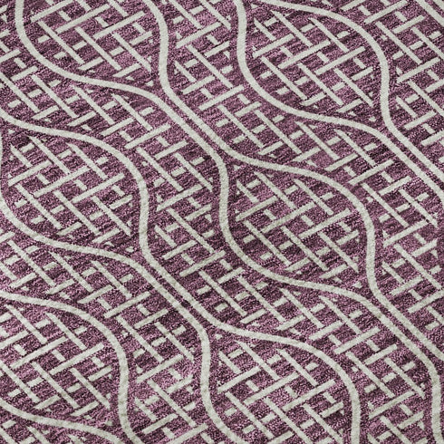 5' X 8' Eggplant And Ivory Geometric Washable Area Rug With UV Protection