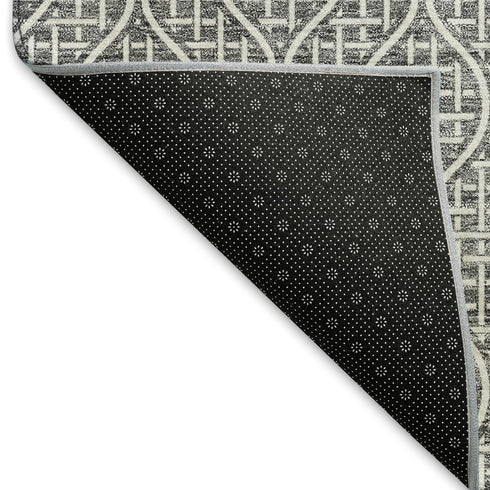 5' X 8' Gray And Ivory Geometric Washable Area Rug With UV Protection