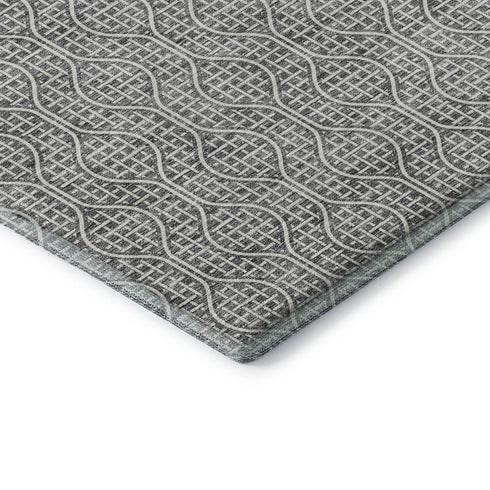 5' X 8' Gray And Ivory Geometric Washable Area Rug With UV Protection