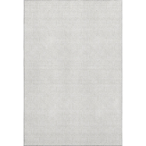 5' X 8' Ivory And Beige Geometric Washable Area Rug With UV Protection