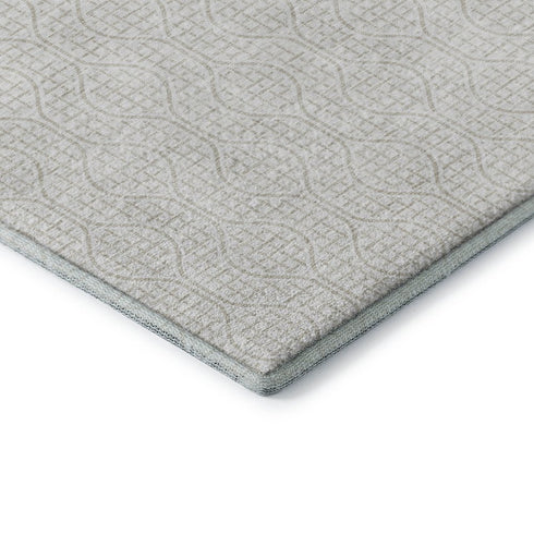 5' X 8' Ivory And Beige Geometric Washable Area Rug With UV Protection