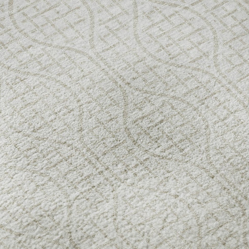 5' X 8' Ivory And Beige Geometric Washable Area Rug With UV Protection