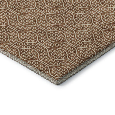 9' X 12' Rust And Ivory Geometric Washable Area Rug With UV Protection