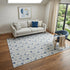 5' X 8' Blue And Ivory Geometric Washable Area Rug With UV Protection