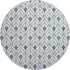 8' Blue And Ivory Geometric Washable Round Rug With UV Protection