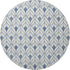 8' Blue And Ivory Geometric Washable Round Rug With UV Protection