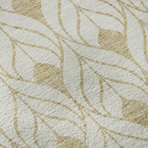 5' X 8' Gold And Ivory Geometric Washable Area Rug With UV Protection