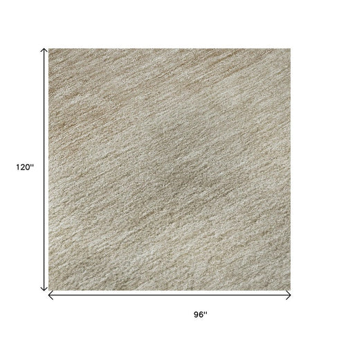 8' X 10' Beige And Ivory Ombre Washable Area Rug With UV Protection