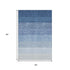 5' X 8' Blue And Ivory Ombre Washable Area Rug With UV Protection