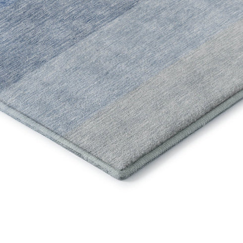 5' X 8' Blue And Ivory Ombre Washable Area Rug With UV Protection