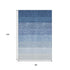 8' X 10' Blue And Ivory Ombre Washable Area Rug With UV Protection