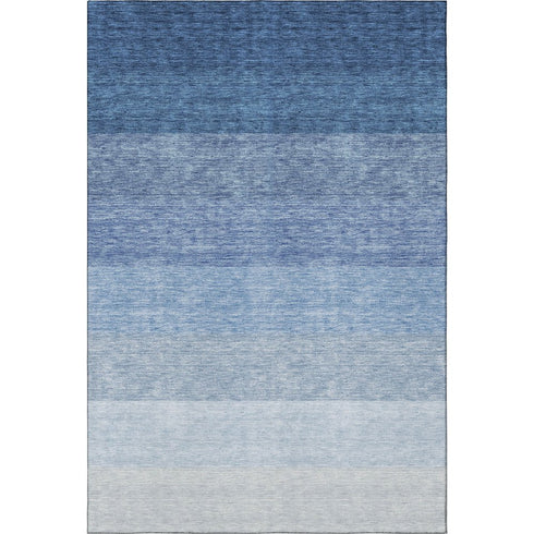 8' X 10' Blue And Ivory Ombre Washable Area Rug With UV Protection