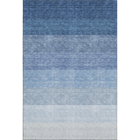 9' X 12' Blue And Ivory Ombre Washable Area Rug With UV Protection