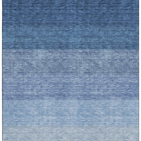 9' X 12' Blue And Ivory Ombre Washable Area Rug With UV Protection