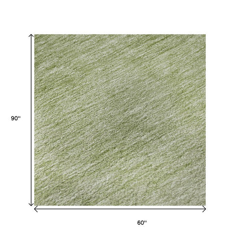 5' X 8' Green And Ivory Ombre Washable Area Rug With UV Protection