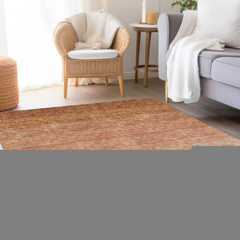 9' X 12' Rust And Beige Ombre Washable Area Rug With UV Protection