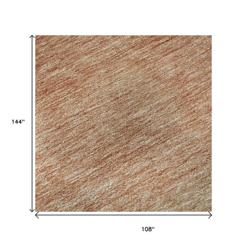 9' X 12' Rust And Beige Ombre Washable Area Rug With UV Protection