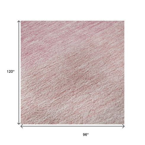8' X 10' Pink And Ivory Ombre Washable Area Rug With UV Protection