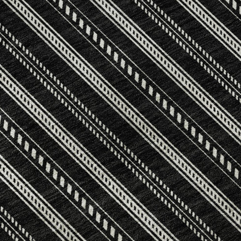 5' X 8' Black And Ivory Striped Washable Area Rug With UV Protection
