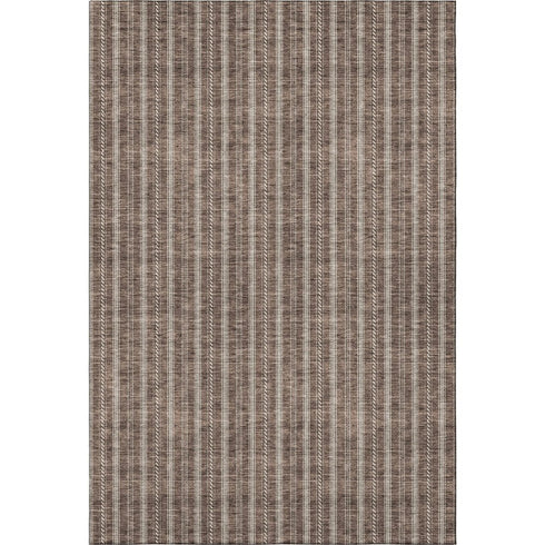 5' X 8' Brown And Ivory Striped Washable Area Rug With UV Protection