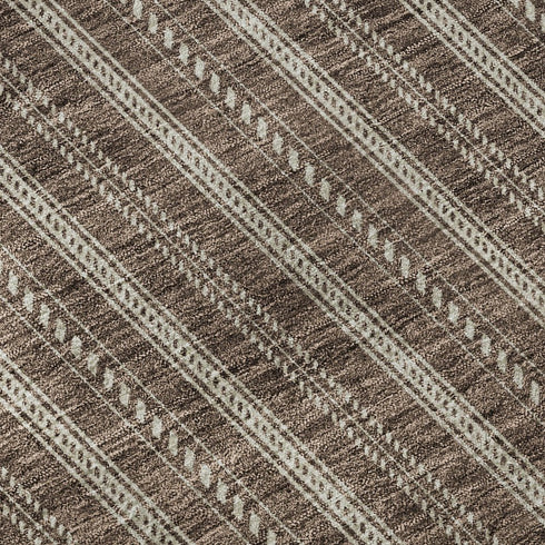 8' X 10' Brown And Ivory Striped Washable Area Rug With UV Protection