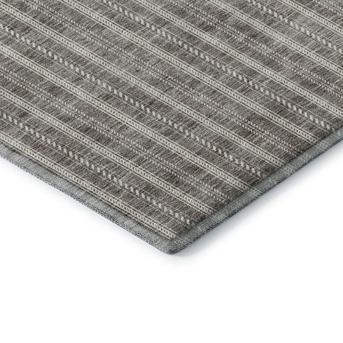 5' X 8' Taupe And Ivory Striped Washable Area Rug With UV Protection