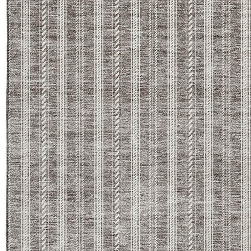 5' X 8' Taupe And Ivory Striped Washable Area Rug With UV Protection