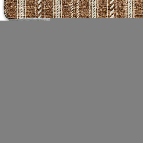 9' X 12' Terra Cotta And Beige Striped Washable Area Rug With UV Protection