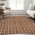 9' X 12' Terra Cotta And Beige Striped Washable Area Rug With UV Protection