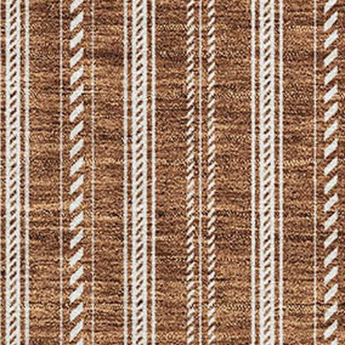 9' X 12' Terra Cotta And Beige Striped Washable Area Rug With UV Protection