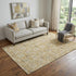 5' X 8' Gold And Gray Floral Washable Area Rug With UV Protection