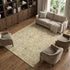8' X 10' Gold And Gray Floral Washable Area Rug With UV Protection