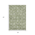 5' X 8' Green And Ivory Floral Washable Area Rug With UV Protection