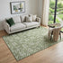 5' X 8' Green And Ivory Floral Washable Area Rug With UV Protection