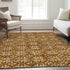 8' X 10' Rust And Beige Floral Washable Area Rug With UV Protection